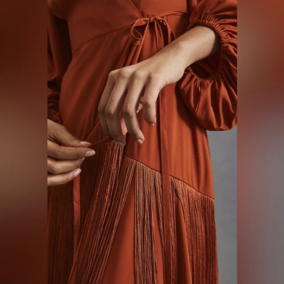 NWT Anthropologie Hutch Fringe Wrap Dress Size Medium Petite - Picture 4 of 9